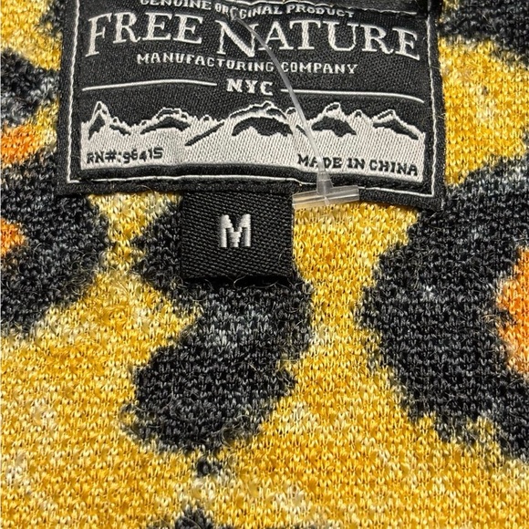 Free Nature Leopard Sherpa Fleece Jacket Yellow Black Zip Up Size M NWT - Picture 4 of 6